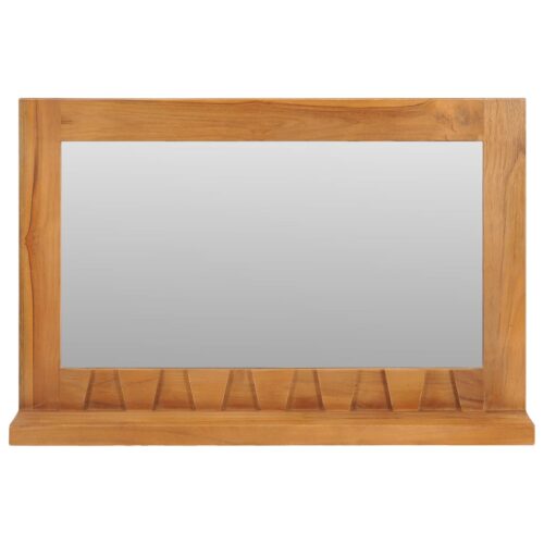 Wall Mirror with Shelf 60x12x40cm Solid Teak Wood - Image 2