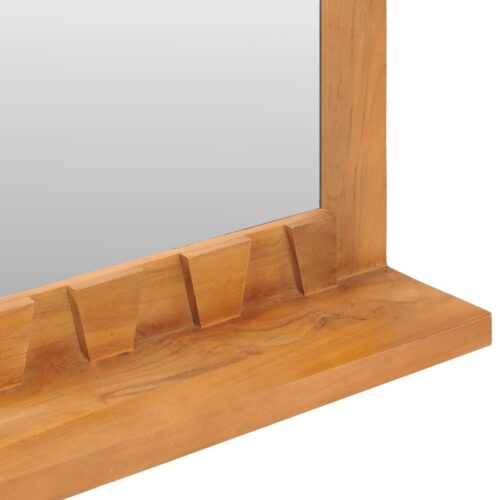 Wall Mirror with Shelf 60x12x40cm Solid Teak Wood - Image 5