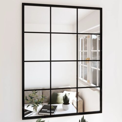 Wall Mirror Black 80x60cm Metal
