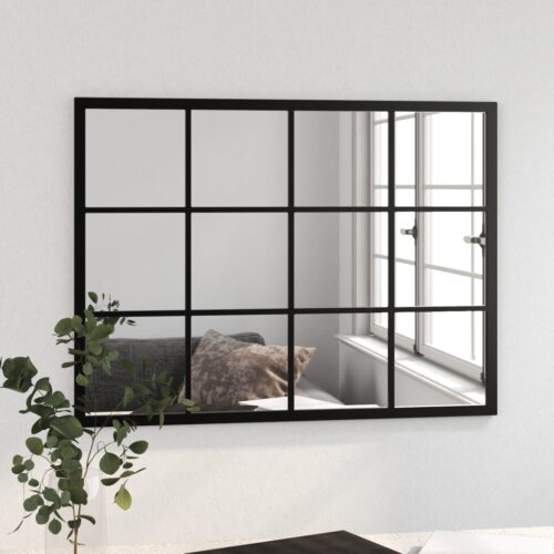 Wall Mirror Black 80x60cm Metal - Image 3