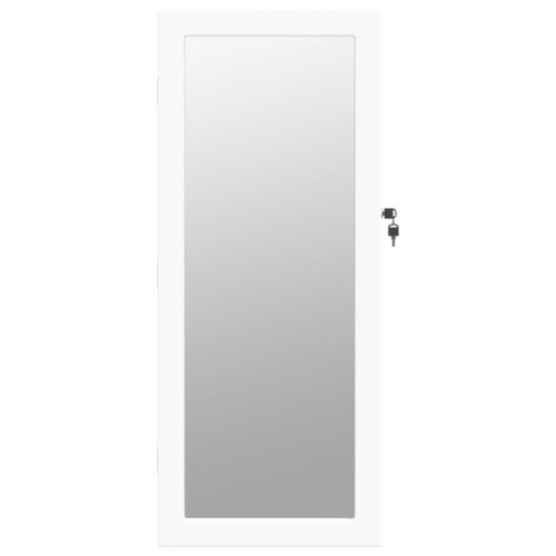 Mirror Jewellery Cabinet with LED Lights Wall Mounted White - Image 4