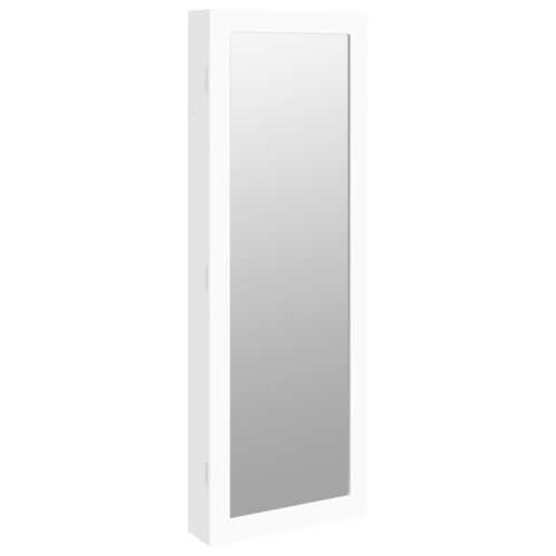 Mirror Jewellery Cabinet Wall Mounted White 37.5x10x106cm - Image 2