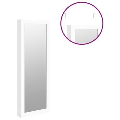 Mirror Jewellery Cabinet Wall Mounted White 37.5x10x106cm - Image 9