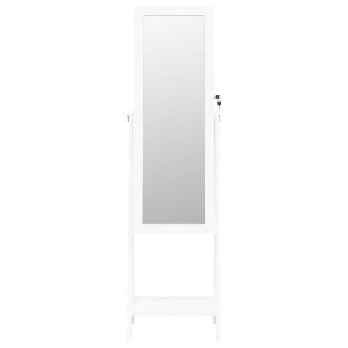 Mirror Jewellery Cabinet with LED Lights Free Standing White - Image 4