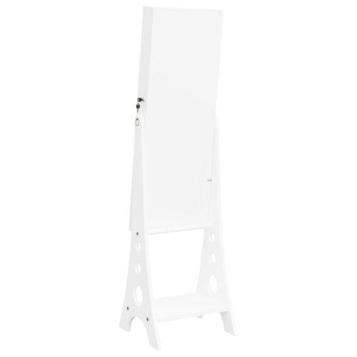 Mirror Jewellery Cabinet with LED Lights Free Standing White - Image 6