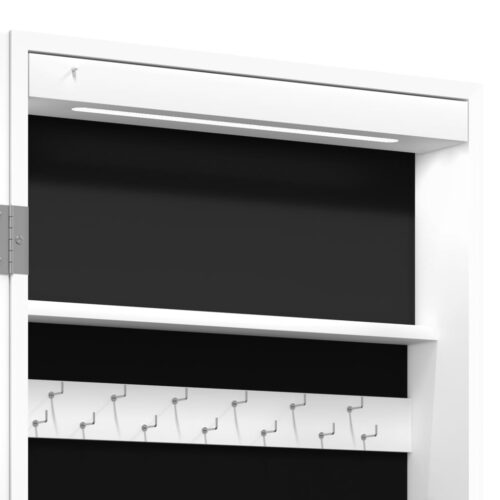 Mirror Jewellery Cabinet with LED Lights Free Standing White - Image 11