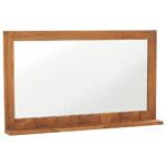 Wall Mirror with Shelf 100x12x60cm Solid Teak Wood