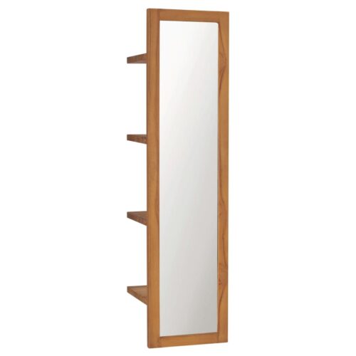 Wall Mirror with Shelves 30x30x120cm Solid Teak Wood