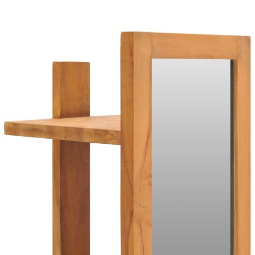 Wall Mirror with Shelves 30x30x120cm Solid Teak Wood - Image 4