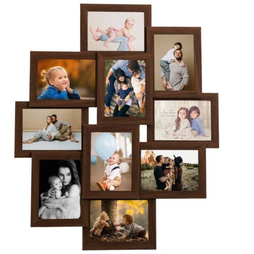 10 Pictures Collage Photo Frame 13x18cm Dark Brown MDF - Image 2