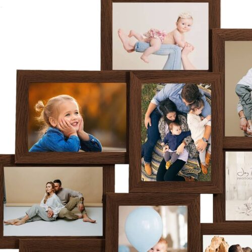 10 Pictures Collage Photo Frame 13x18cm Dark Brown MDF - Image 4