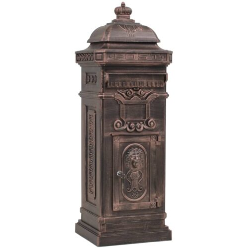 Pillar Letterbox Aluminium Vintage Style Rustproof Bronze - Image 2