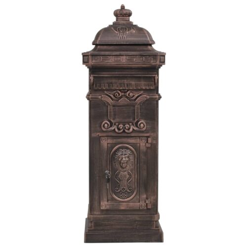 Pillar Letterbox Aluminium Vintage Style Rustproof Bronze - Image 3