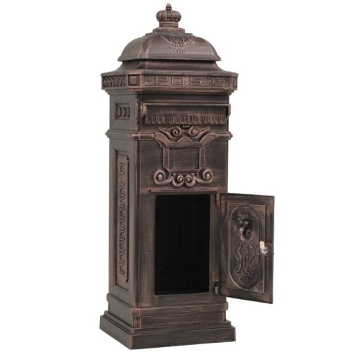 Pillar Letterbox Aluminium Vintage Style Rustproof Bronze - Image 4