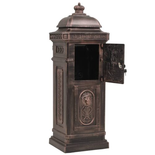 Pillar Letterbox Aluminium Vintage Style Rustproof Bronze - Image 8