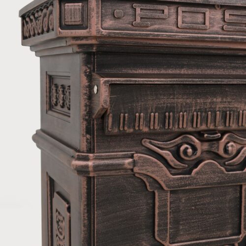 Pillar Letterbox Aluminium Vintage Style Rustproof Bronze - Image 11