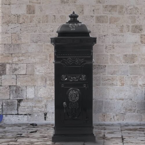 Pillar Letterbox Aluminium Vintage Style Rustproof Black - Image 2