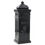 Pillar Letterbox Aluminium Vintage Style Rustproof Black