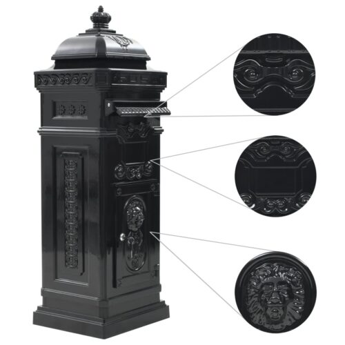 Pillar Letterbox Aluminium Vintage Style Rustproof Black - Image 6