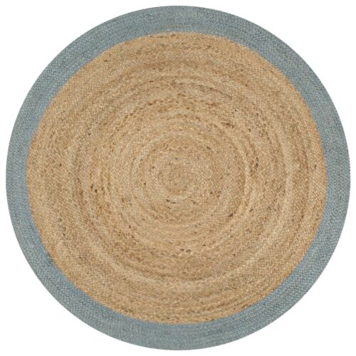 Handmade Rug Jute with Olive Green Border 120cm