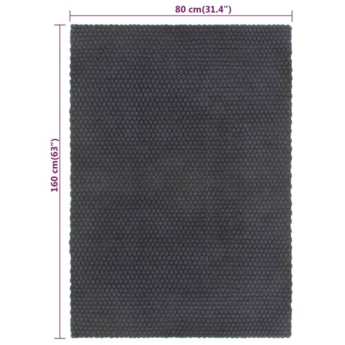 Rug Rectangular Anthracite 80x160cm Cotton - Image 6