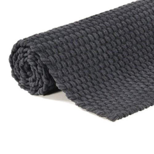 Rug Rectangular Anthracite 160x230cm Cotton - Image 4