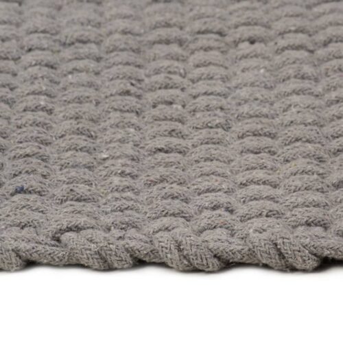 Rug Rectangular Grey 160x230cm Cotton - Image 3