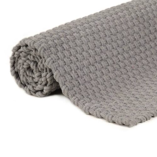 Rug Rectangular Grey 160x230cm Cotton - Image 4