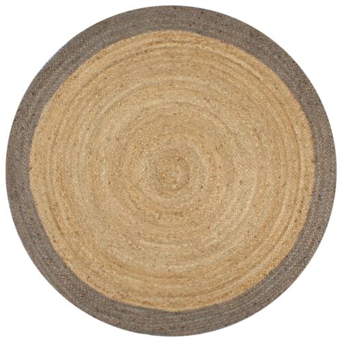 Handmade Rug Jute with Grey Border 120cm