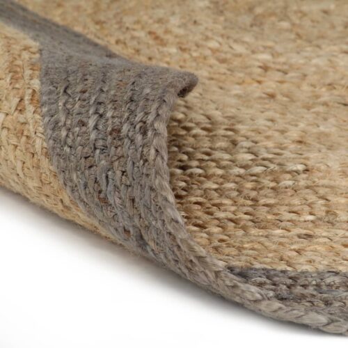 Handmade Rug Jute with Grey Border 120cm - Image 2