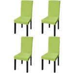4pcs Dining Chair Cover Protective Slipcover Straight Stretchable Green