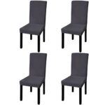 4pcs Dining Chair Cover Protective Slipcover Straight Stretchable Anthracite
