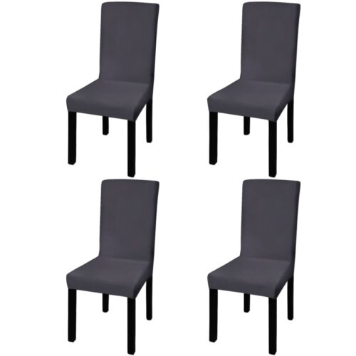 4pcs Dining Chair Cover Protective Slipcover Straight Stretchable Anthracite