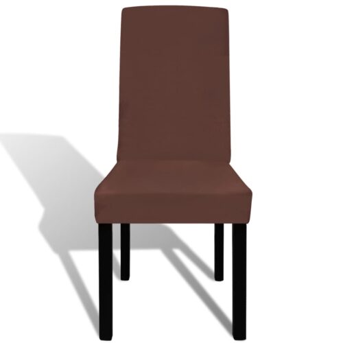 4pcs Dining Chair Cover Protective Slipcover Straight Stretchable Brown - Image 3