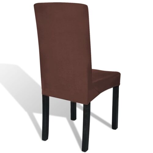 4pcs Dining Chair Cover Protective Slipcover Straight Stretchable Brown - Image 4
