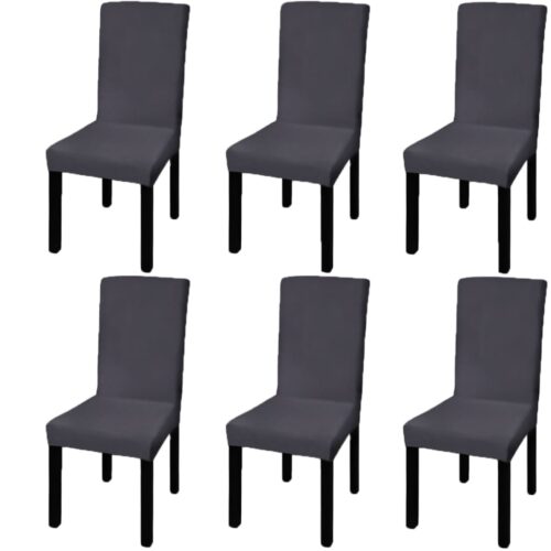 6pcs Dining Chair Cover Protective Slipcover  Straight Stretchable Anthracite