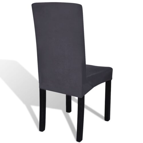 6pcs Dining Chair Cover Protective Slipcover  Straight Stretchable Anthracite - Image 4