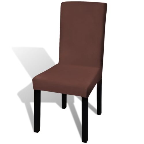 6pcs Dining Chair Cover Protective Slipcover  Straight Stretchable Brown - Image 2