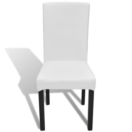 6pcs White Straight Stretchable Chair Cover - Image 3