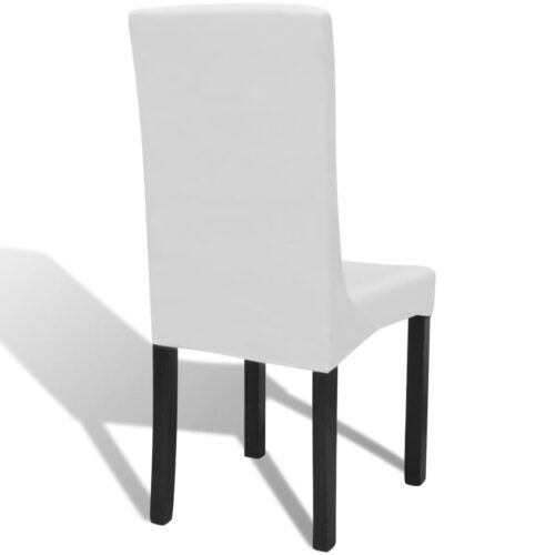 6pcs White Straight Stretchable Chair Cover - Image 4