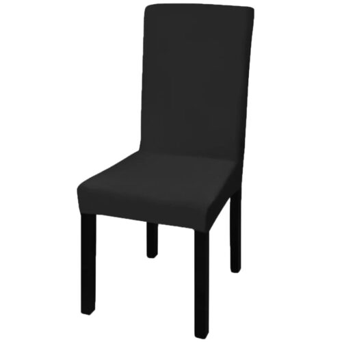 6pcs Black Straight Stretchable Chair Cover Dining Seat Protector Slipcovers
