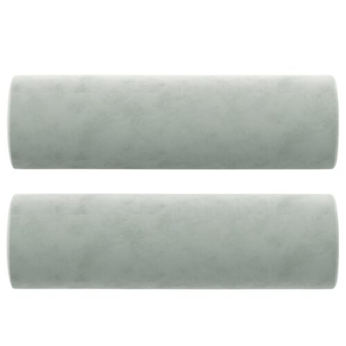 Throw Pillows 2pcs Light Grey Diameter 15x50cm Velvet - Image 2