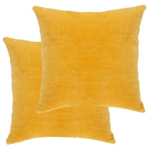 Cushions Cotton Velvet 2pcs 45x45cm Yellow