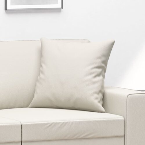 Throw Pillows 2pcs Cream 40x40cm Faux Leather - Image 5