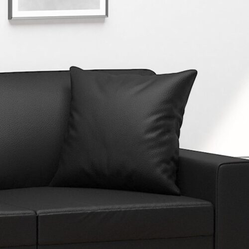 Throw Pillows 2pcs Black 40x40cm Faux Leather - Image 5