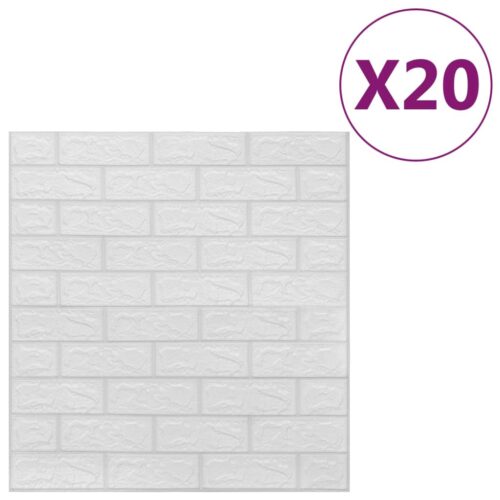 3D Wallpaper Bricks Self-adhesive 20pcs White - Image 2