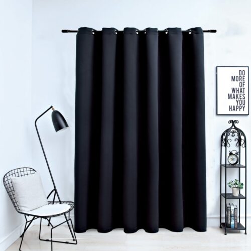 Blackout Curtain with Metal Rings Black 290x245cm