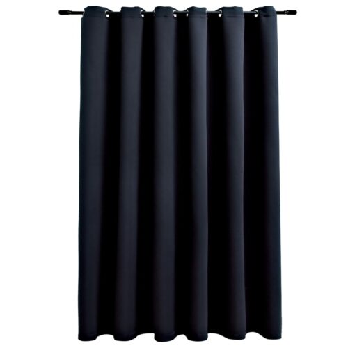 Blackout Curtain with Metal Rings Black 290x245cm - Image 2
