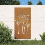 Garden Wall Decoration 105x55cm Corten Steel Palm Tree Design