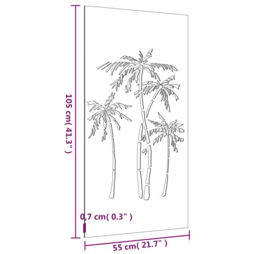 Garden Wall Decoration 105x55cm Corten Steel Palm Tree Design - Image 8
